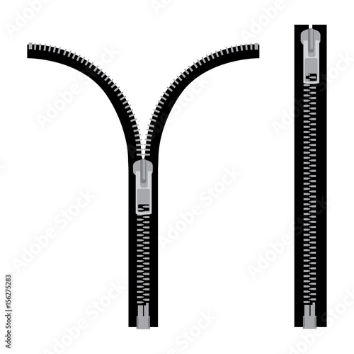 Opened and closed zipper