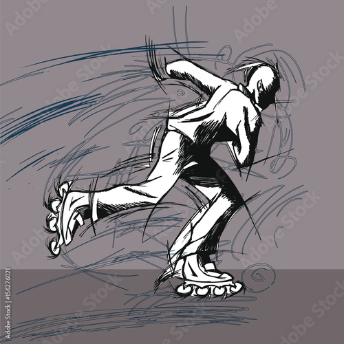 Sketched roller skater