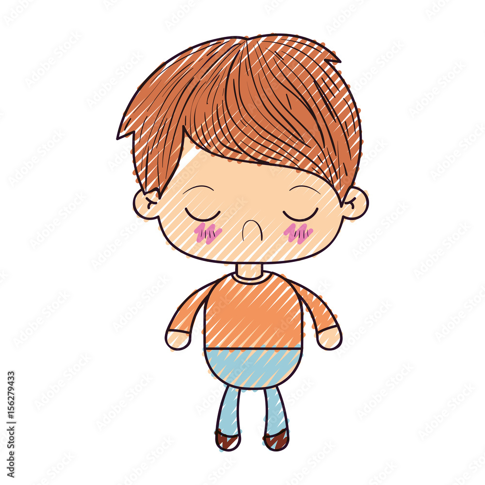 colored crayon silhouette of kawaii little boy with facial expression disgust with closed eyes vector illustration colored crayon silhouette of kawaii little boy with facial expression disgust with closed eyes vector illustration