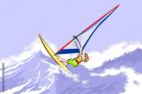 Windsurfing jumping on waves