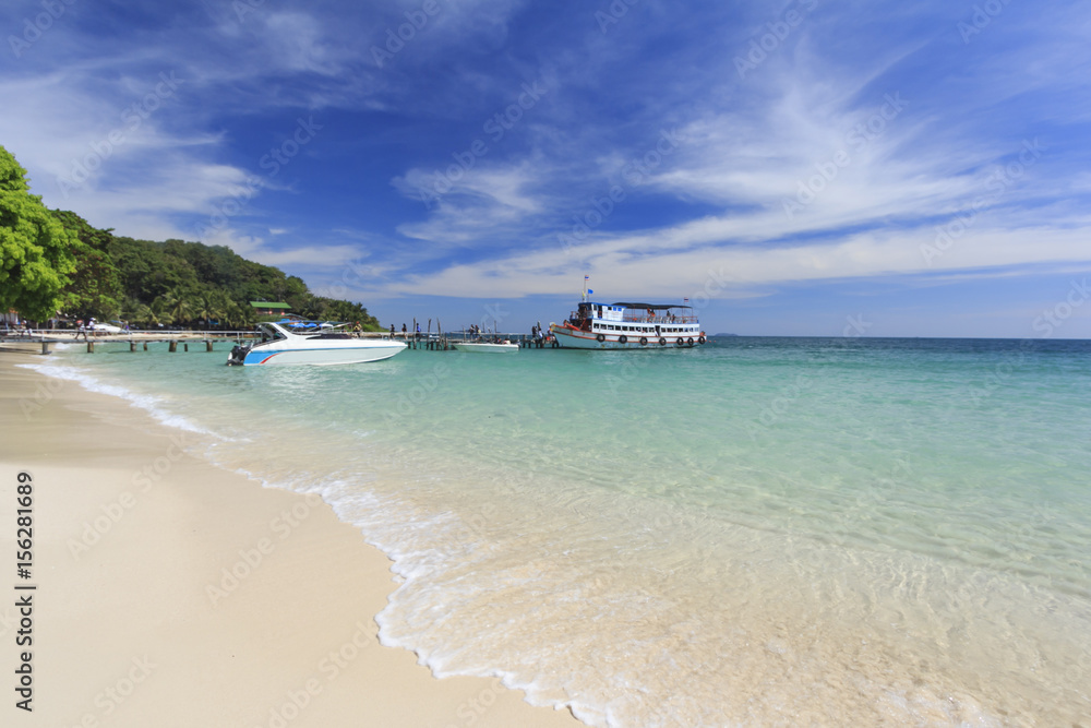 Summer tropical sea and beach in blue sky. Summer tropical sea and beach in blue sky.
