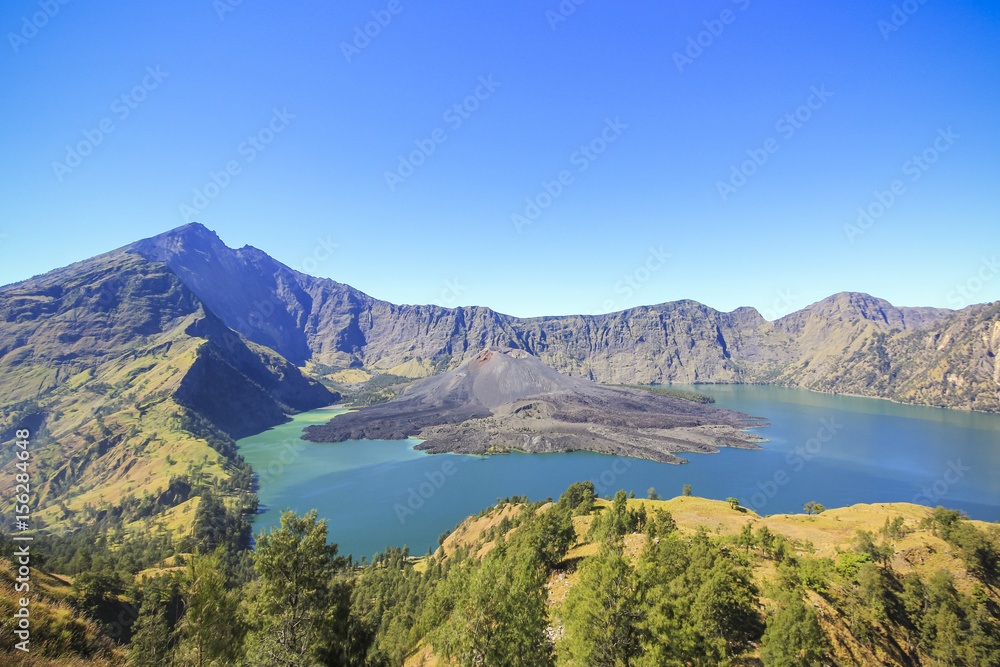 Panorama view of Mountain Rinjani of Indonesia