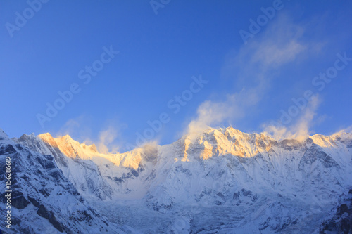 Himalaya Annapurna mountain in sunrise, Annapurna base camp, Nepal © amthinkin