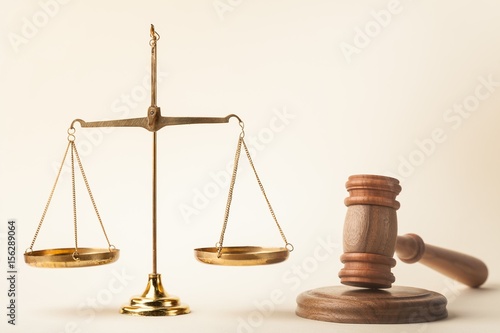 Scales and wooden gavel.