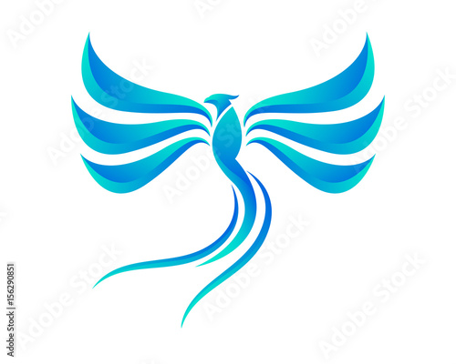Modern Blue Phoenix Logo