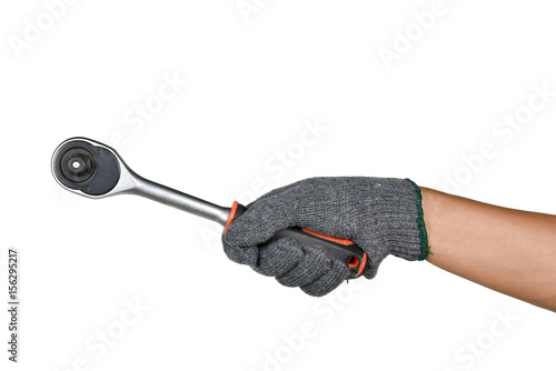 Schilderij op canvas a hand holding ratchet wrench