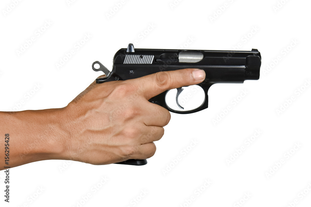 a hand with handgun single resting right hand a hand with handgun single resting right hand