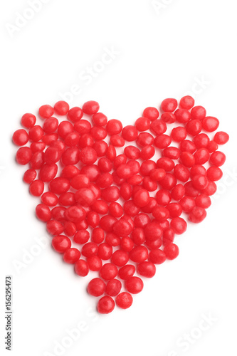 Heart made of red candies