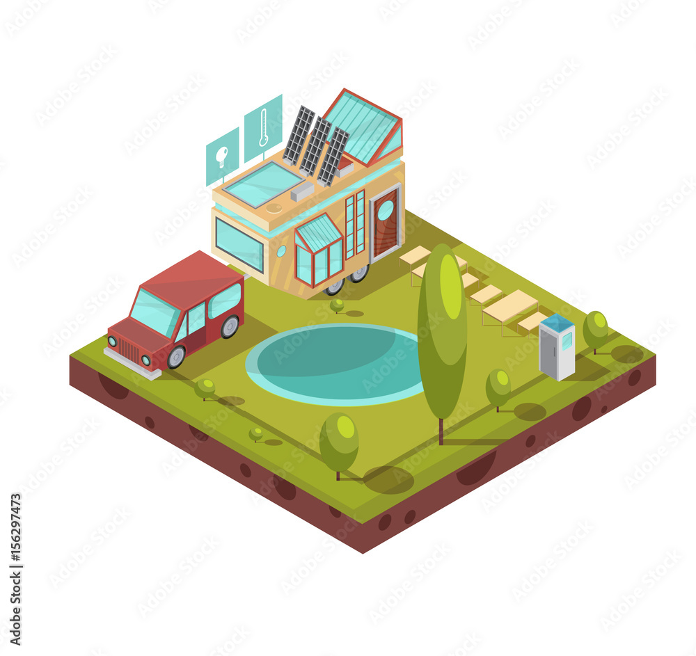 Mobile House Isometric Illustration