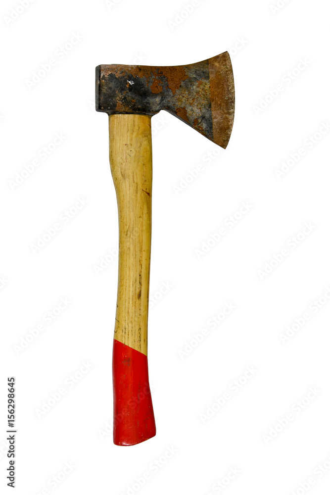 Rusty axe isolated on white
