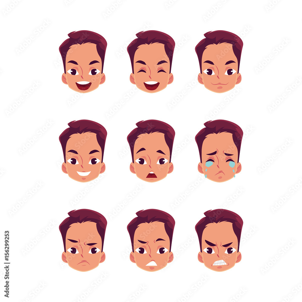 Happy businessman in business suit standing, running, walking, cartoon vector illustration isolated on white background. Happy smiling businessman running, walking, standing, front and side view Happy businessman in business suit standing, running, walking, cartoon vector illustration isolated on white background. Happy smiling businessman running, walking, standing, front and side view