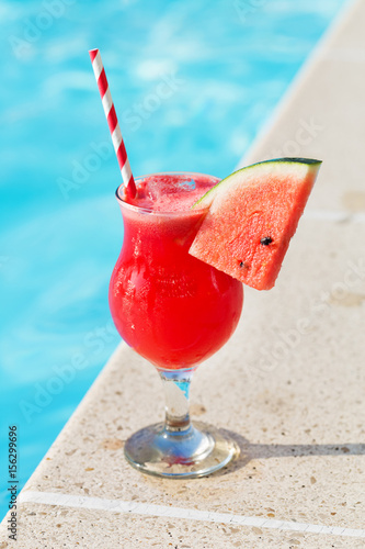 Glass fresh watermelon smoothie juice drink border