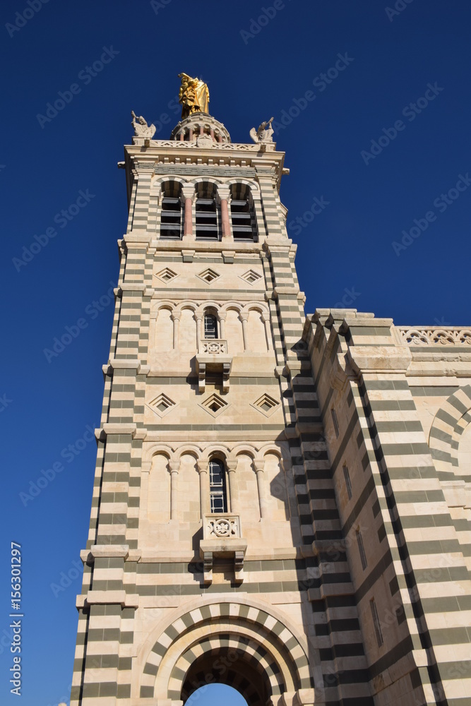 Notre Dame de la Garde bell tower in marseille