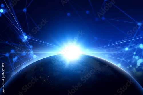 globe network with web light Elements of this image furnished by NASA