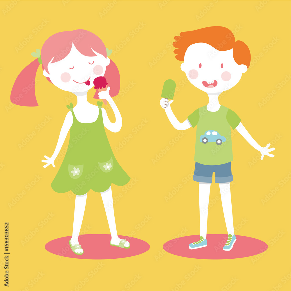 Children eat ice cream Children eat ice cream
