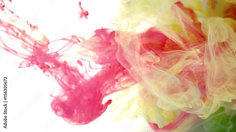 Ink of different colors pouring into water on white background texture Ink of different colors pouring into water on white background texture
