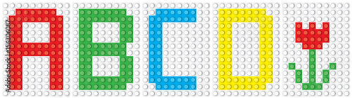 Obraz na płótnie Blocks: alphabet set, letters : A B C D and tulip/ vector illustration w salonie