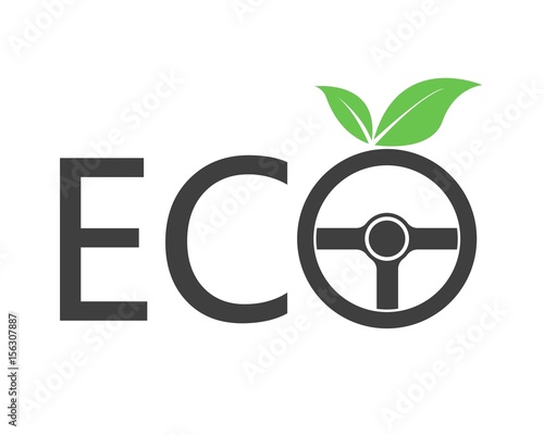 logo eco con volante e foglie vettoriale