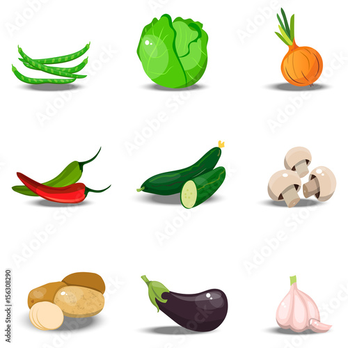 set with fresh healty vegetables