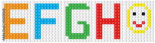 Obraz na płótnie Blocks: alphabet set, letters :E F G H and smiling face / vector illustration w salonie