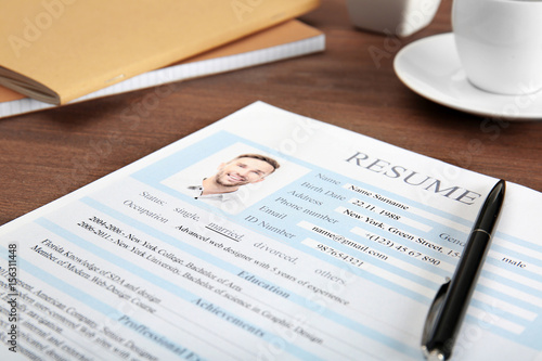 Resume form on table, closeup