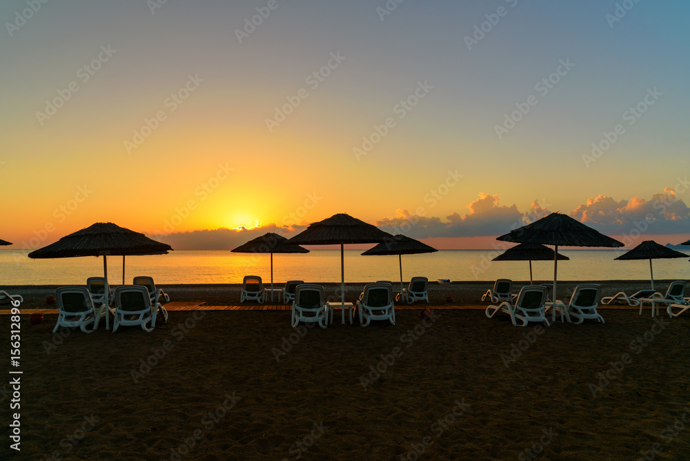 Cirali Olympos beach at sunrise. Turkey