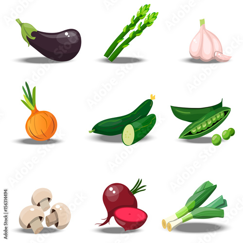 set with fresh healty vegetables