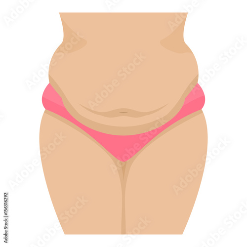 Vector illustration of a fatty female belly