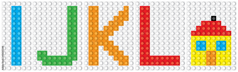 Blocks: alphabet set, letters : I J K L and the house/ vector illustration