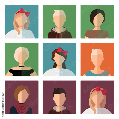 Short hairstyles female avatar icons set