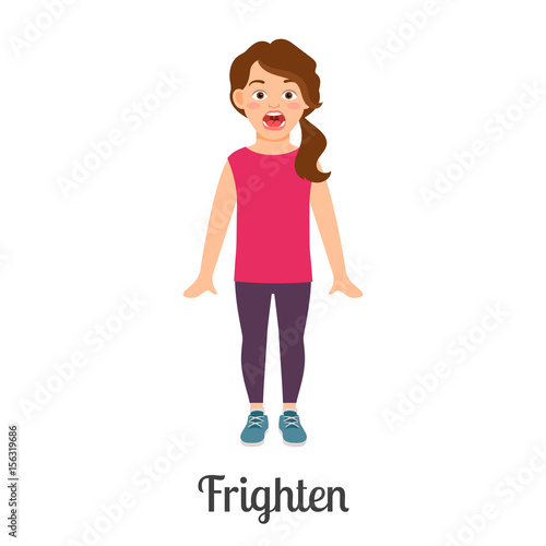 Cartoon little frighten girl