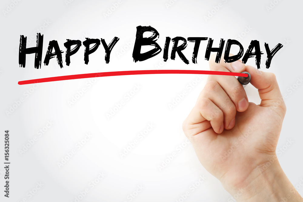 Hand writing Happy Birthday with marker, concept background Stock Photo ...