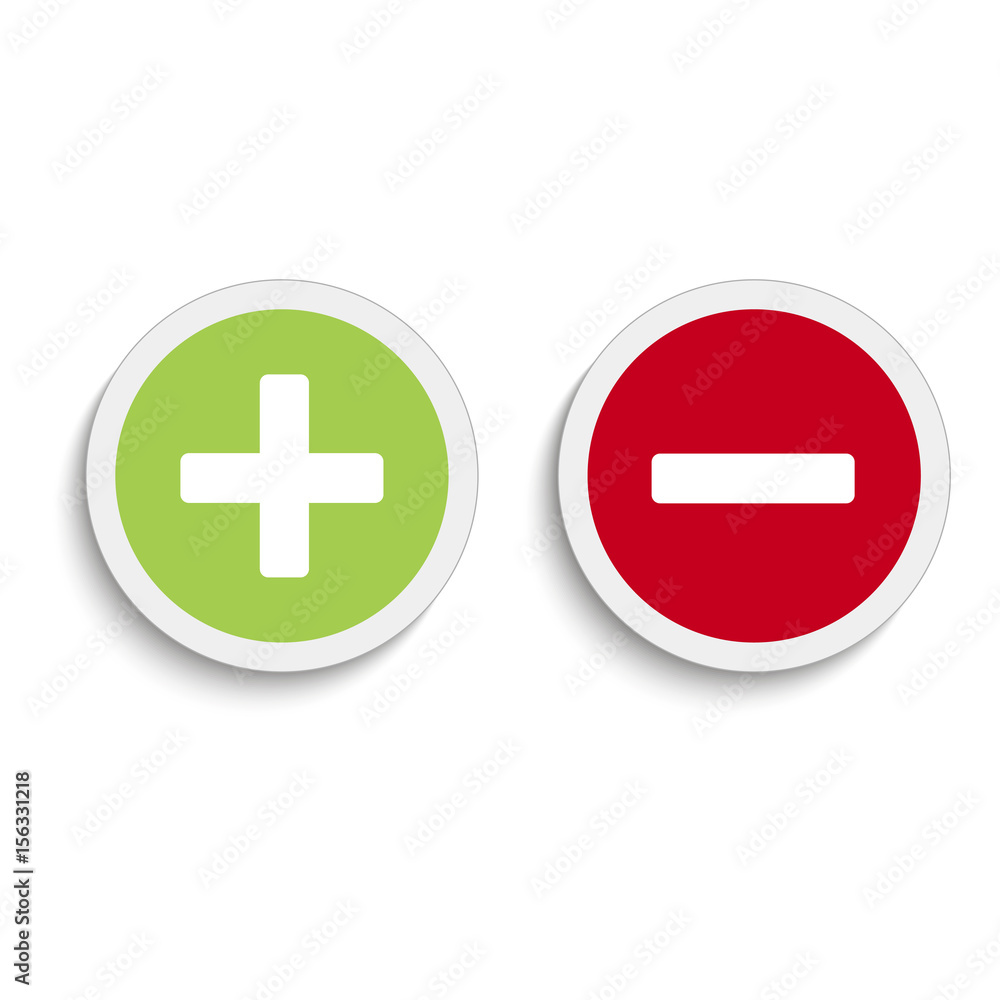 Plus and minus round icons with soft shadow on the white background. Vector illustration
Plus and minus round icons with soft shadow on the white background. Vector illustration
