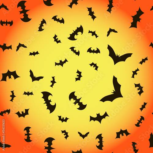 Flying bats on sky background. Happy halloween. Vector illustration © Azad Mammedli
