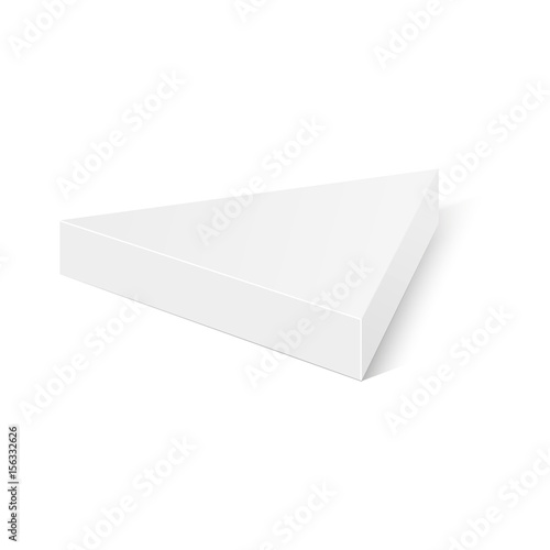 White mock up cardboard triangle box packaging for food, gift or other Products. Vector 