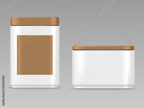 Set of two plastic box realistic mockup for package design