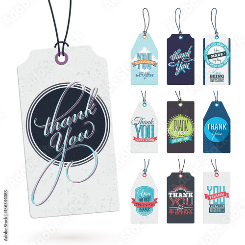 Collection of 10 Vintage Style Hang Tags with Thank You Notes