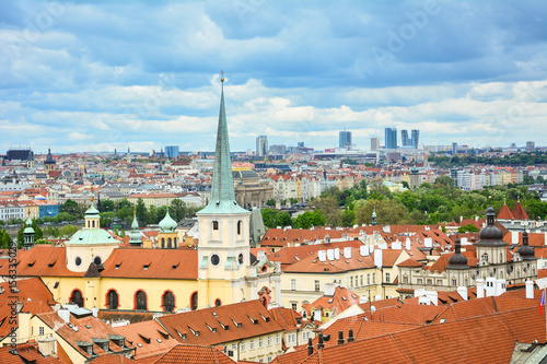 Prague skyline with Saint Thomas Church tower