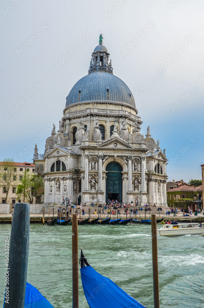 The Basilica di Santa Maria della Salute on the Grand Canal in Venice. It was built