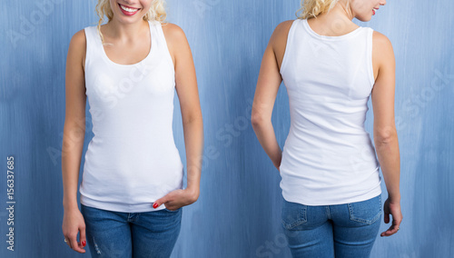 Foto White tank top mockup, front and back