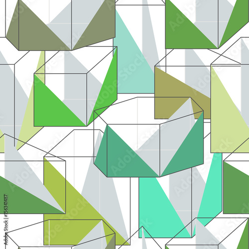 Seamless texture with green geometric pattern