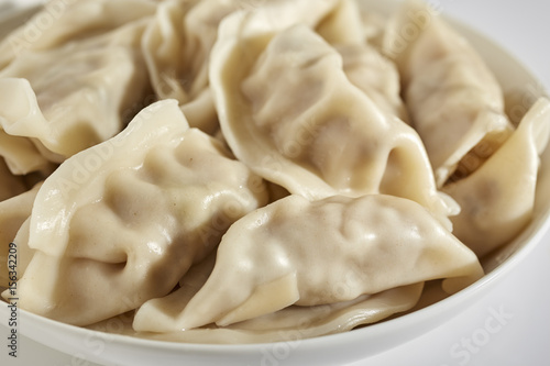 A bowl of typical Chinese pork dumplings