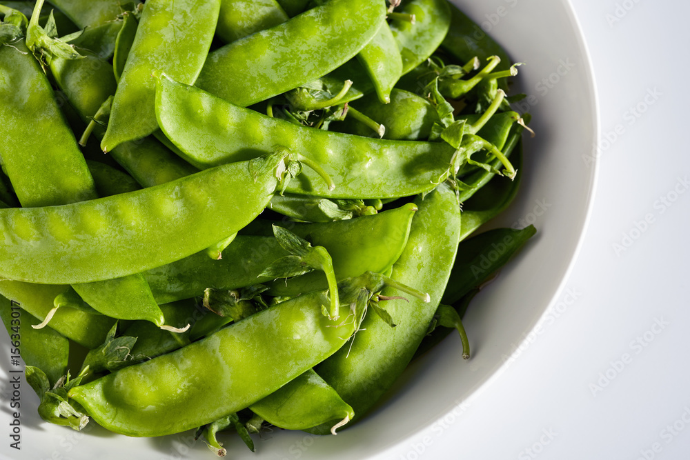freshly picked snow peas from Pennsylvania, USA freshly picked snow peas from Pennsylvania, USA