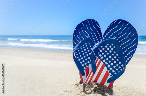 Patriotic USA background on the sandy beach