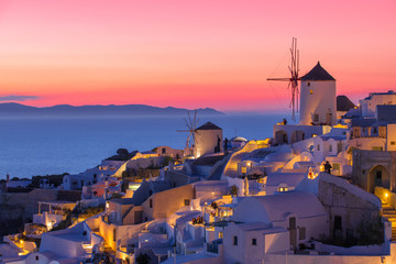 Wandcirkels Santorini Avondrood boven Santorini  © Kaspars Grinvalds