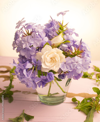 Spring flower bouquet of purple and white, Still Life