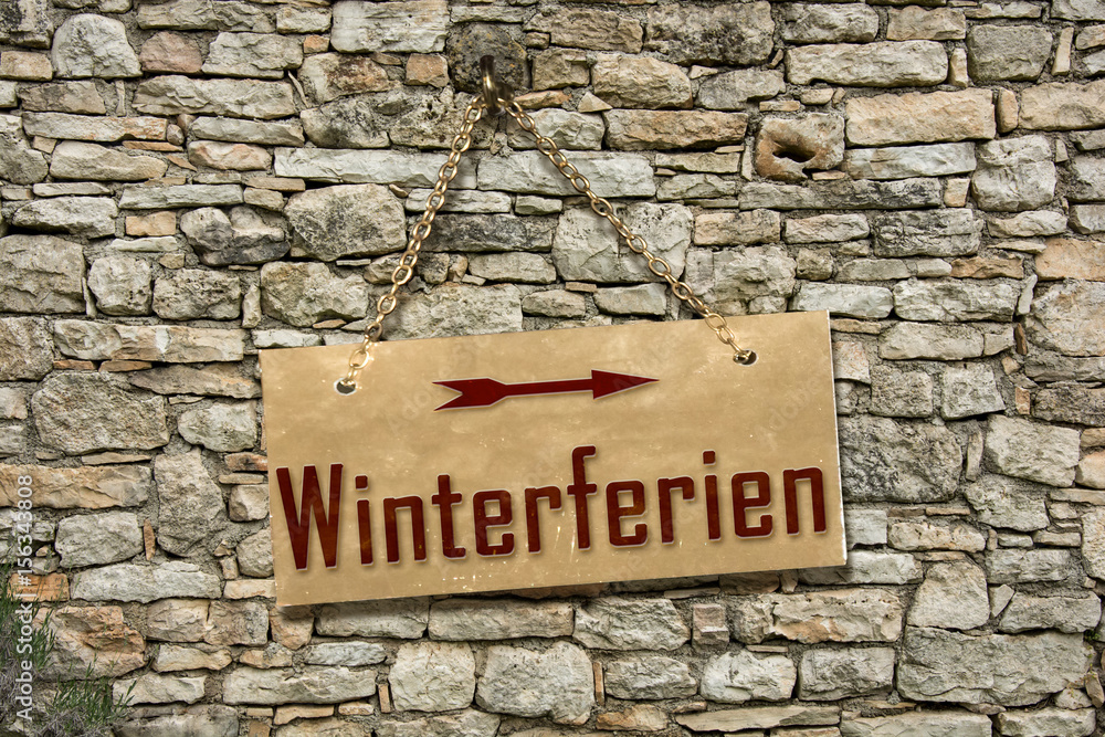 Schild 235 - Winterferien - obrazy, fototapety, plakaty 