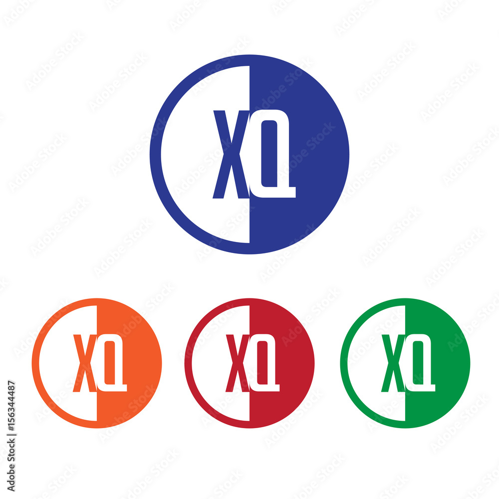 XQ initial circle half logo blue,red,orange and green color XQ initial circle half logo blue,red,orange and green color