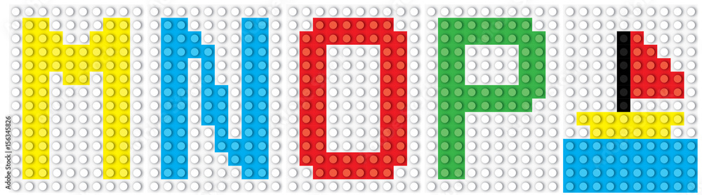 Blocks: alphabet set, letters : M N O P and the boat/ vector illustration