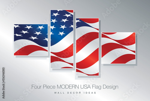 Four piece USA flag wall decor design